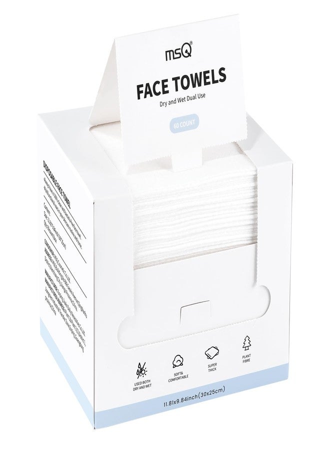 ام اس كيو مناشف وجه MSQ، مناشف وجه للاستخدام مرة واحدة، 60 منديل جاف لإزالة المكياج، مناديل وجه ناعمة ولطيفة على البشرة، خالية من الوبر، عبوة واحدة - Image 1